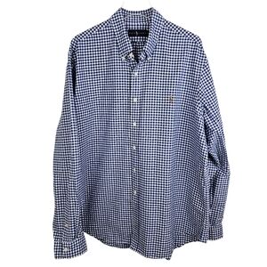 Ralph Lauren Blue White Checkered Plaid Button Up Shirt XXL